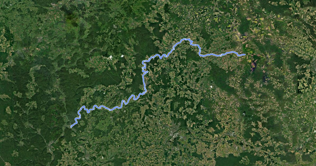 Маршрут Radwanderweg Fränkische Saale на спутниковом снимке