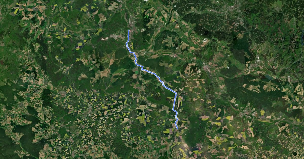 Маршрут Radwanderweg Meiningen-Römhild на спутниковом снимке