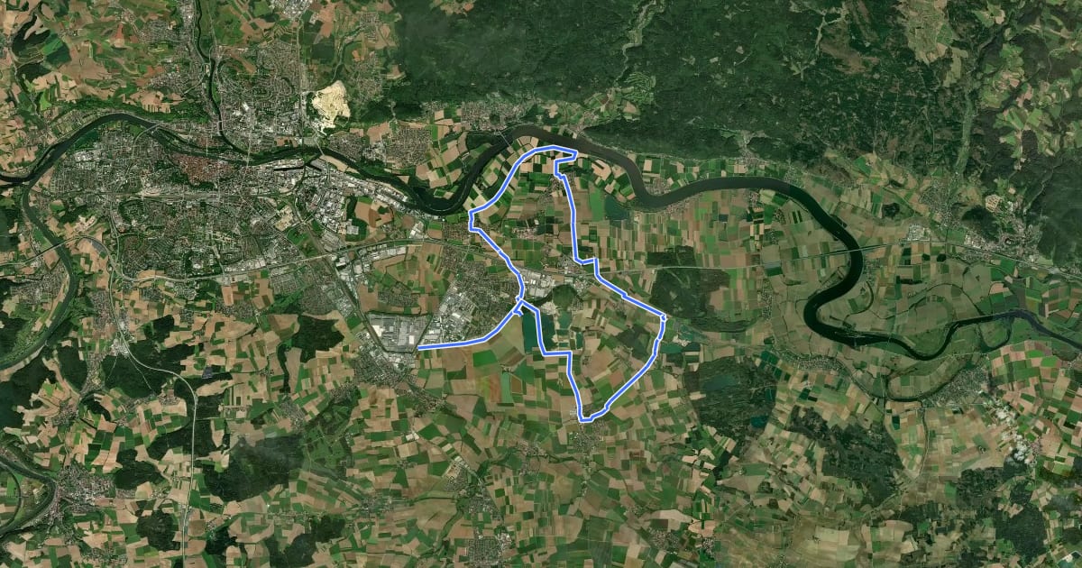 Маршрут Radwanderweg R7 (Landkreis Regensburg) на спутниковом снимке