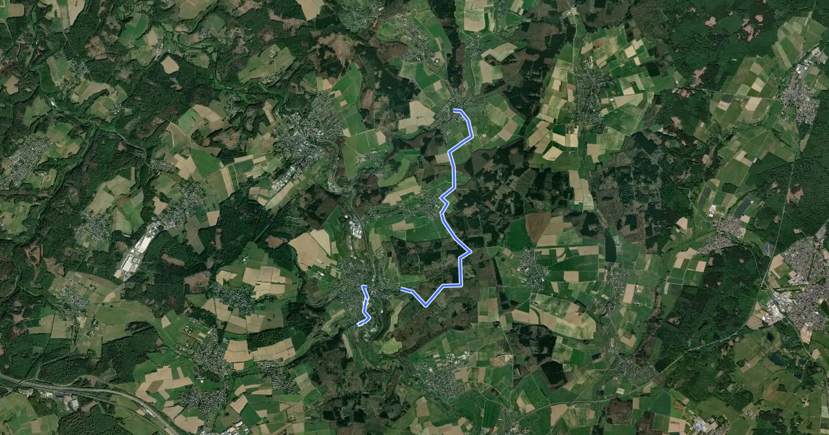 Маршрут Radwanderweg Raubach-Woldert на спутниковом снимке