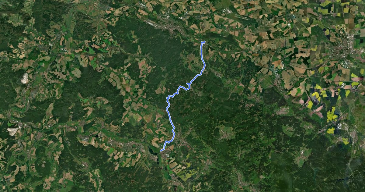 Маршрут Radwanderweg Tannhäuser на спутниковом снимке