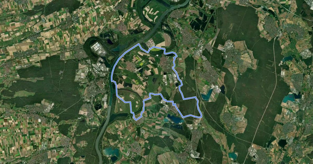 Маршрут Radwanderweg um Philippsburg - Route 1 на спутниковом снимке
