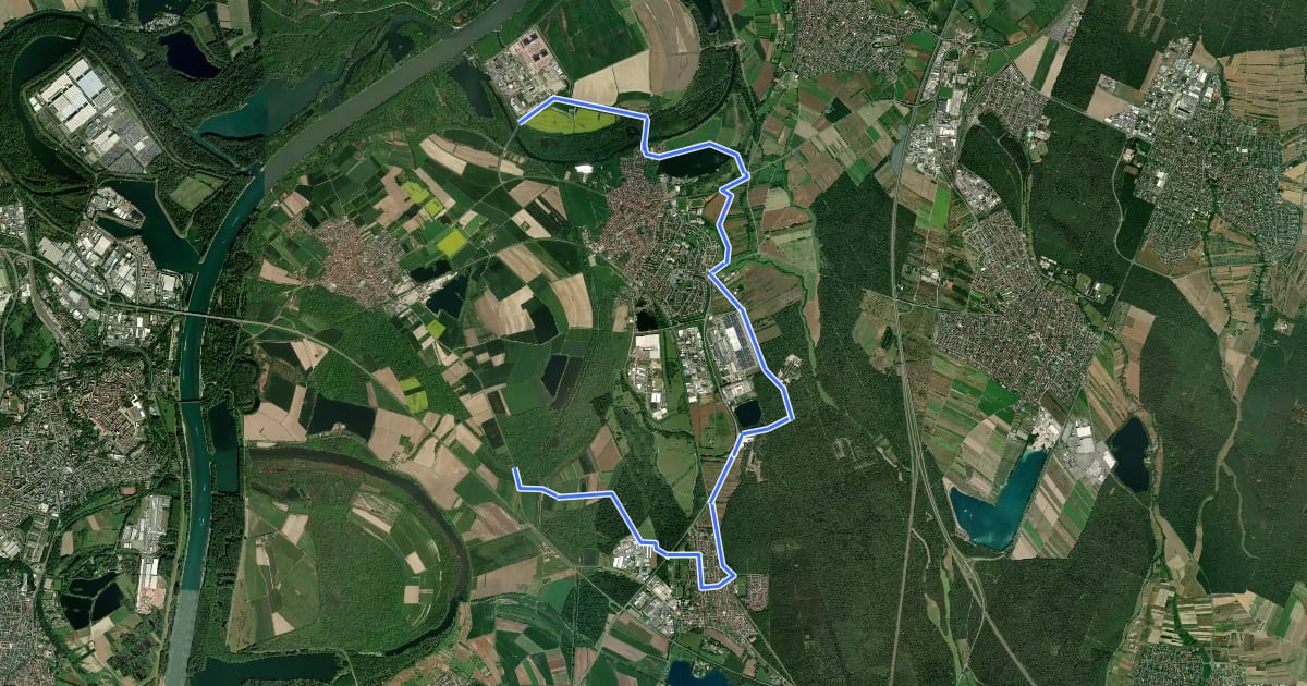 Маршрут Radwanderweg um Philippsburg - Route 3 на спутниковом снимке