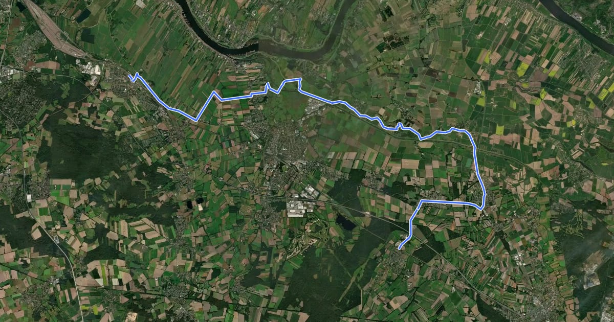Маршрут Radweg 14 на спутниковом снимке