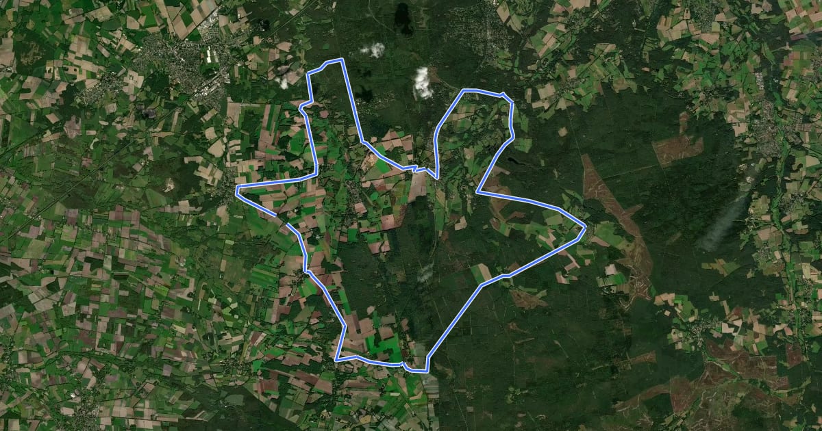 Маршрут Radweg 16 на спутниковом снимке