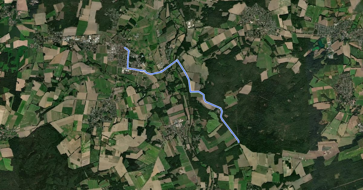 Маршрут Radweg 20 на спутниковом снимке