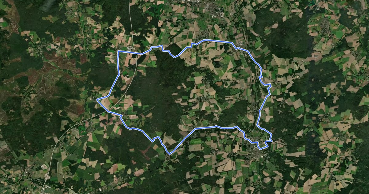 Маршрут Radweg 30 на спутниковом снимке