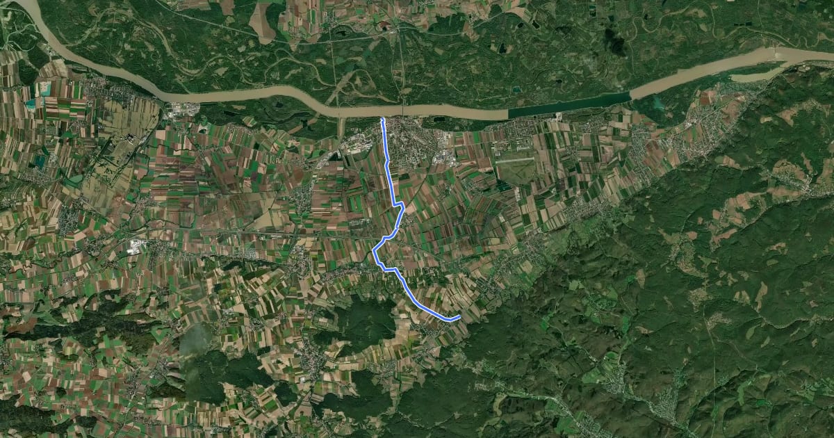 Маршрут Radweg 422 на спутниковом снимке