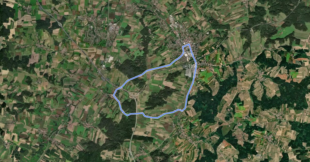 Маршрут Radweg 84 на спутниковом снимке