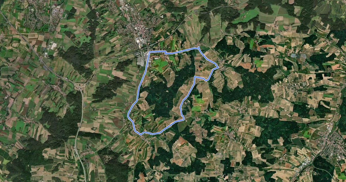 Маршрут Radweg 86 на спутниковом снимке