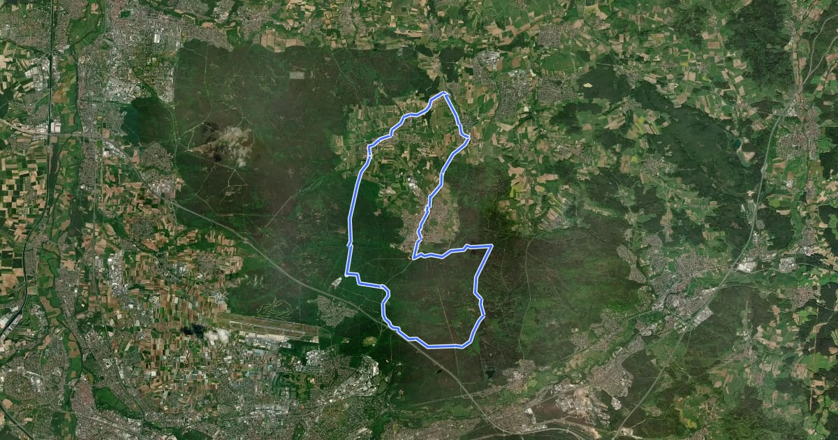 Маршрут Radweg 9 Regionalnetz (Mittelfranken) на спутниковом снимке