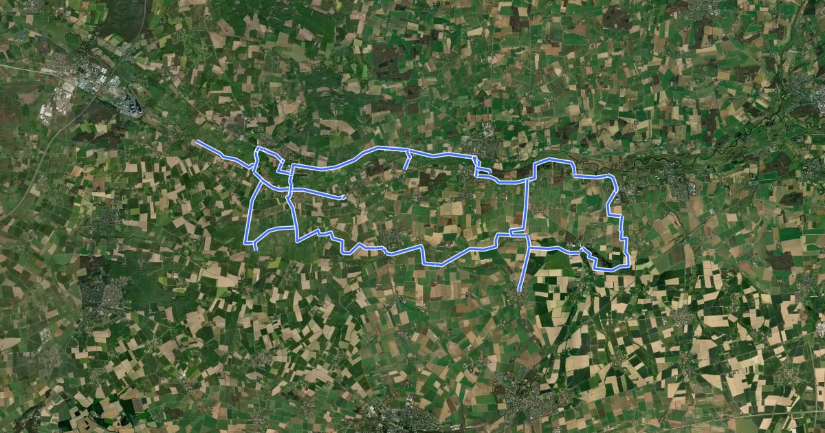 Маршрут Radweg Auenland на спутниковом снимке