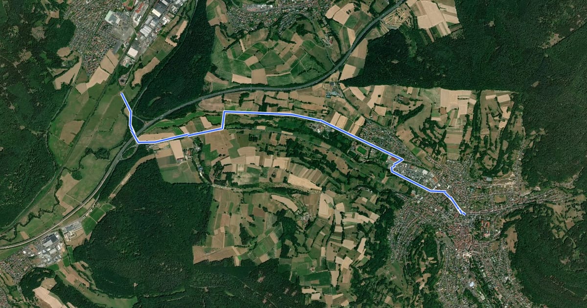 Маршрут Radweg Bad Orb - Wächtersbach - Gelnhausen на спутниковом снимке