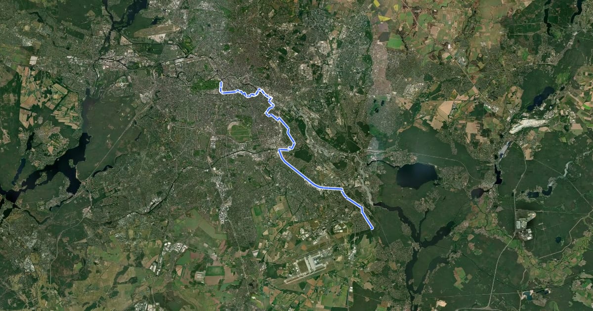 Маршрут Radweg Berlin-Dresden [BE] на спутниковом снимке