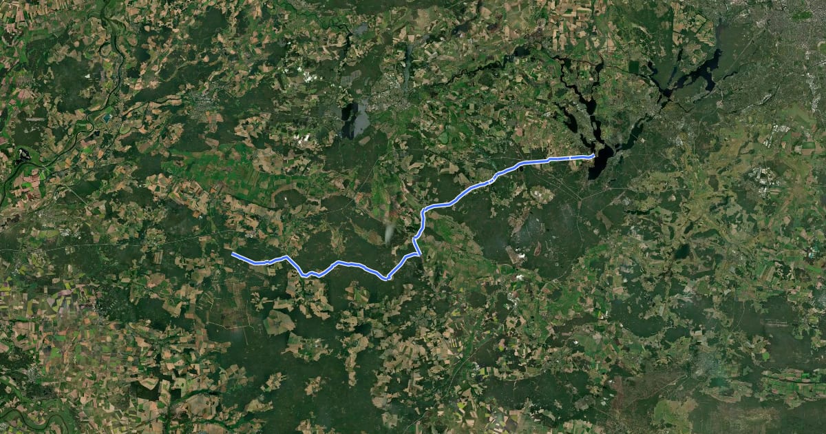Маршрут Radweg Berlin-Hameln (Teilstrecke Brandenburg) на спутниковом снимке