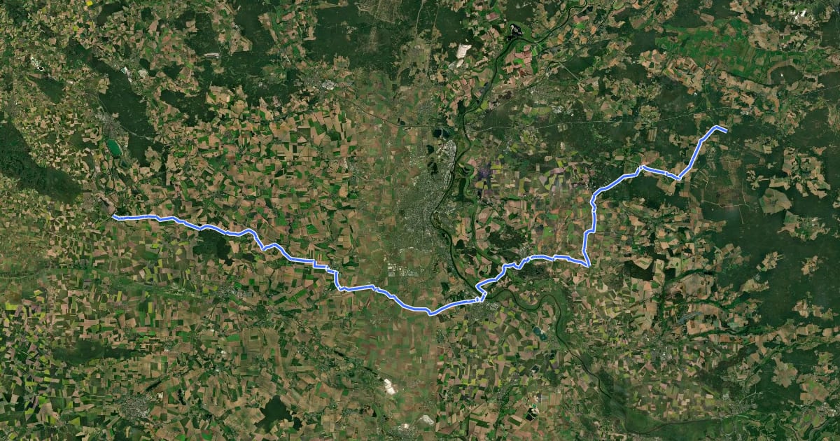 Маршрут Radweg Berlin-Hameln (Teilstrecke Sachsen-Anhalt) на спутниковом снимке