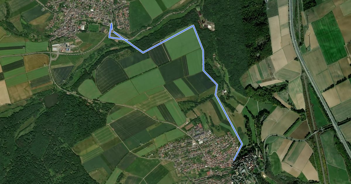 Маршрут Radweg Beuerbach - Wallrabenstein на спутниковом снимке