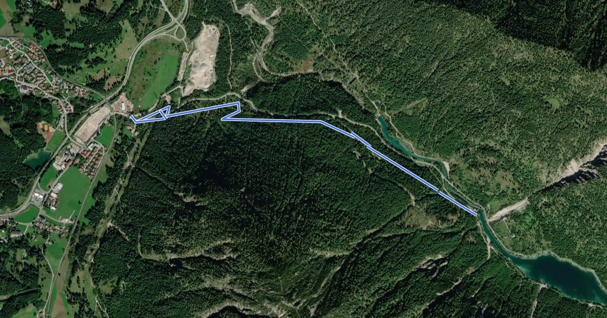 Маршрут Radweg Breitenwang-Plansee на спутниковом снимке
