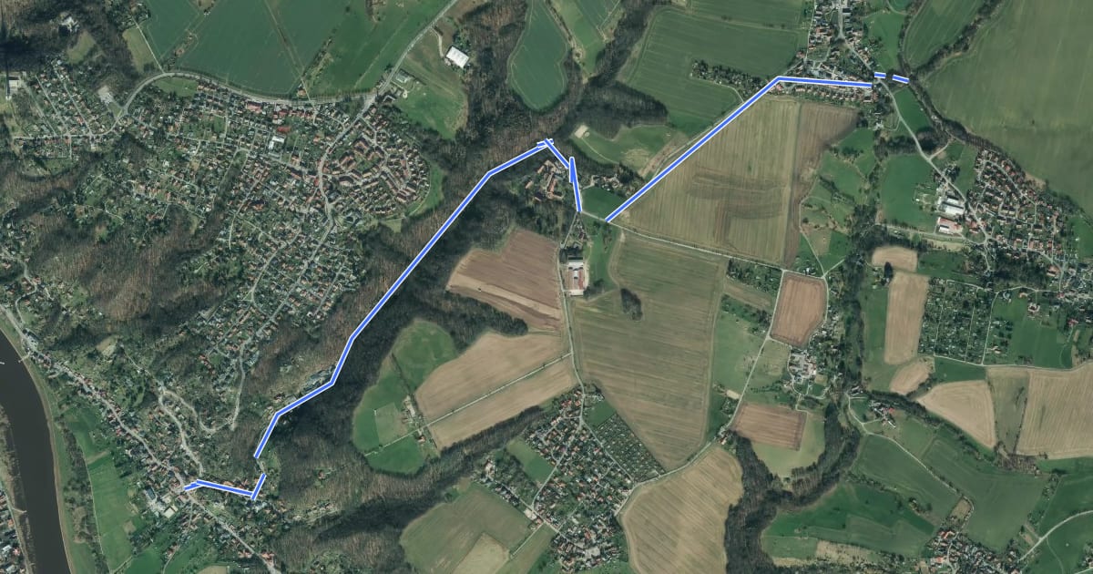 Маршрут Radweg Cunnersdorf - Niederpoyritz на спутниковом снимке