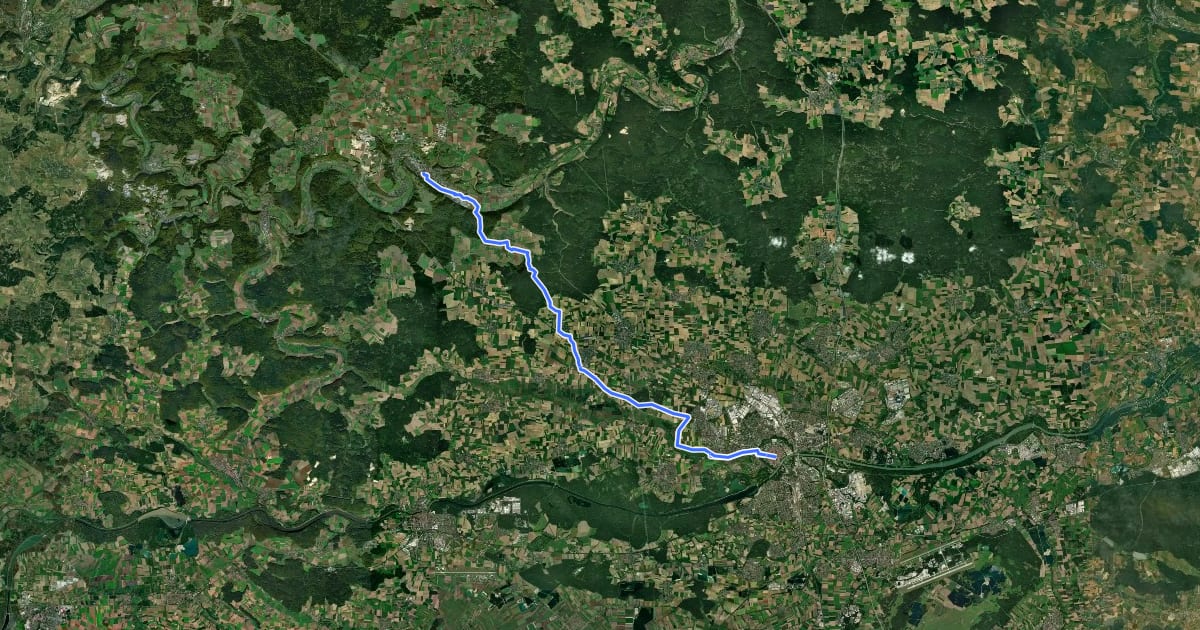 Маршрут Radweg Eichstätt - Ingolstadt на спутниковом снимке
