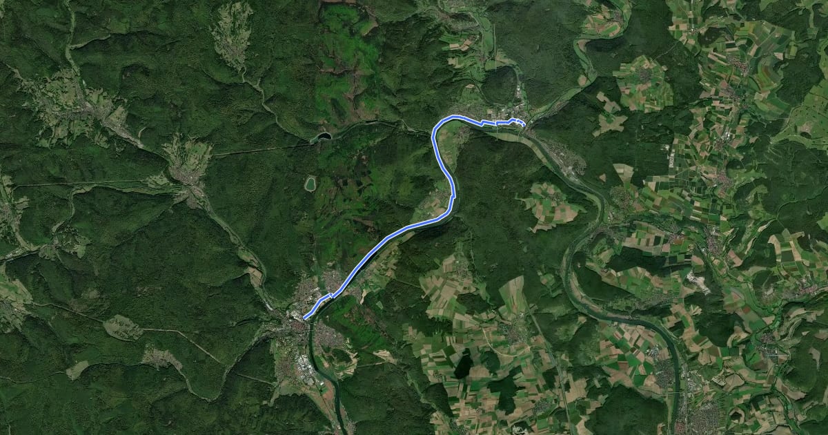 Маршрут Radweg Gemünden-Lohr rechtsmainisch на спутниковом снимке