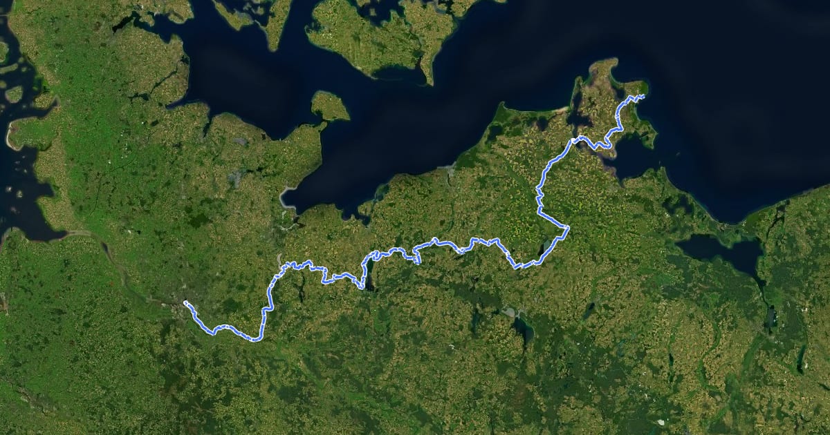 Маршрут Radweg Hamburg-Rügen на спутниковом снимке