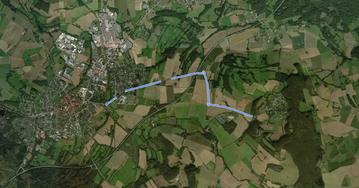 Маршрут Radweg Horn-Bellenberg на спутниковом снимке