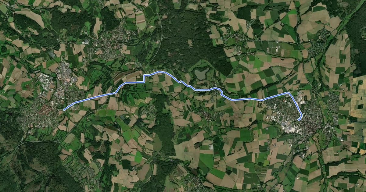 Маршрут Radweg Horn-Vahlhausen-Billerbeck-Steinheim на спутниковом снимке