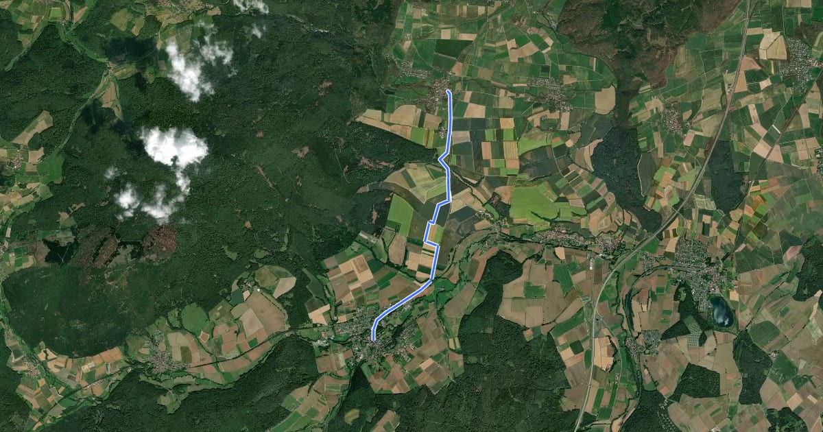 Маршрут Radweg Jesberg - Oberurff на спутниковом снимке
