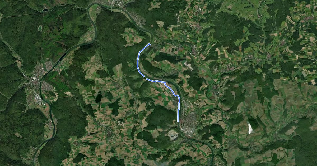 Маршрут Radweg Karlstadt-Wernfeld linksmainisch на спутниковом снимке