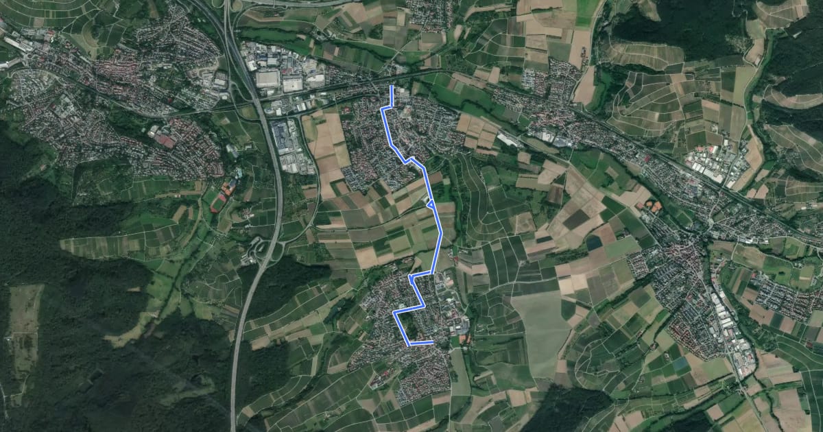 Маршрут Radweg Lehrensteinsfeld - Ellhofen на спутниковом снимке