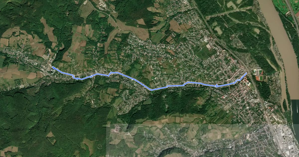 Маршрут Radweg Maria Gugging - Klosterneuburg на спутниковом снимке