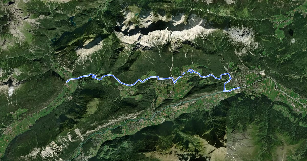 Маршрут Radweg Mieming на спутниковом снимке