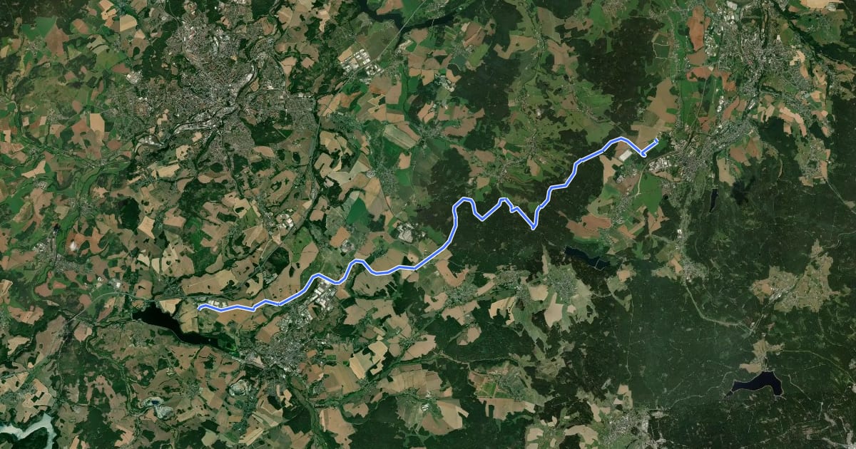 Маршрут Radweg Oelsnitz - Falkenstein на спутниковом снимке
