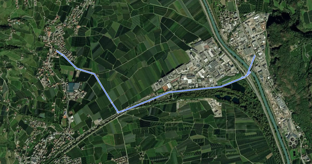 Маршрут Radweg - Pista ciclabile urbana на спутниковом снимке
