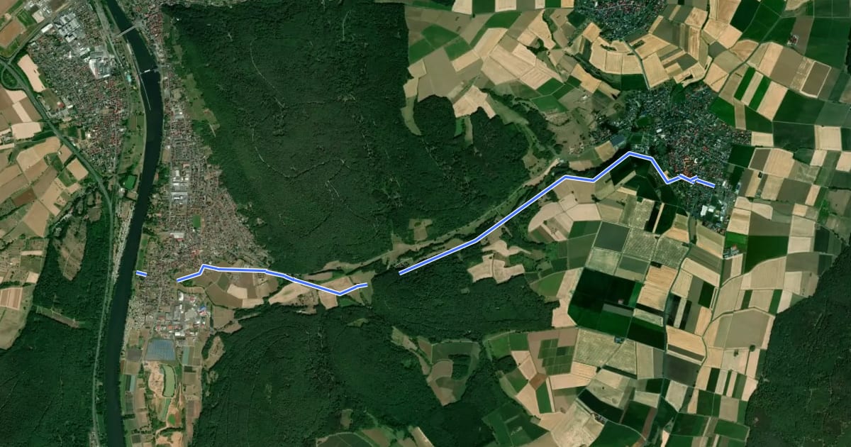 Маршрут Radweg Röllfeld-Röllbach на спутниковом снимке