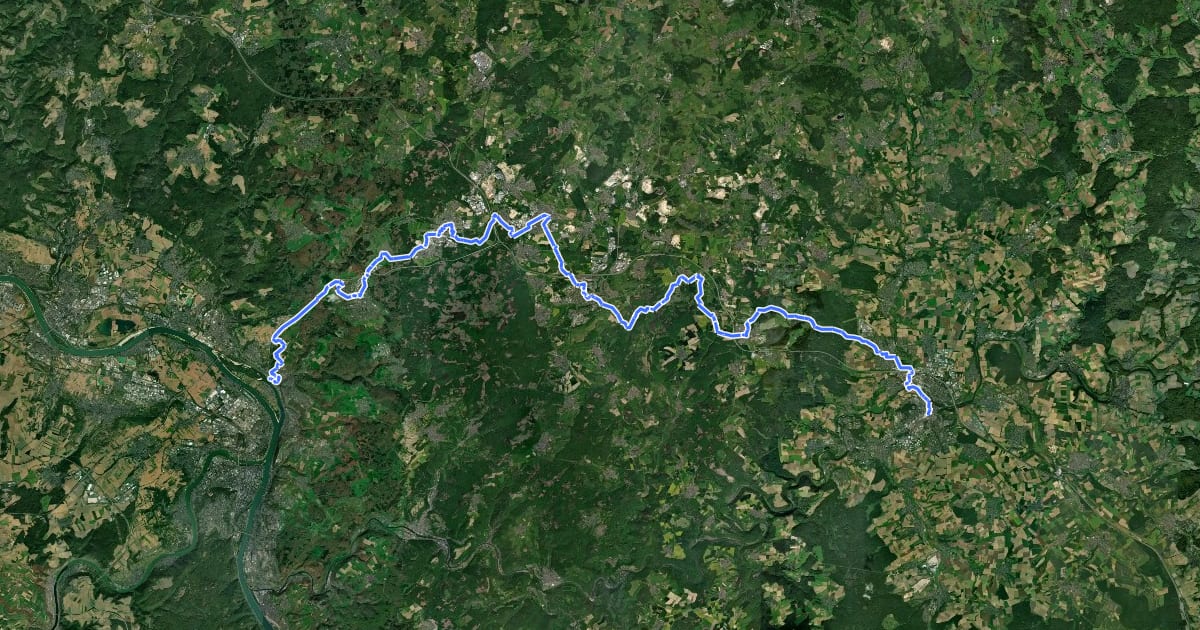 Маршрут Radweg Südlicher Westerwald на спутниковом снимке