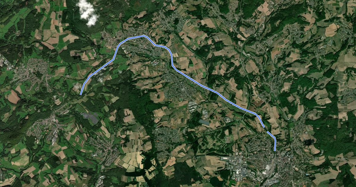Маршрут Radweg St.Wendel - Oberthal - Tholey (alte Eisenbahnstrecke) на спутниковом снимке
