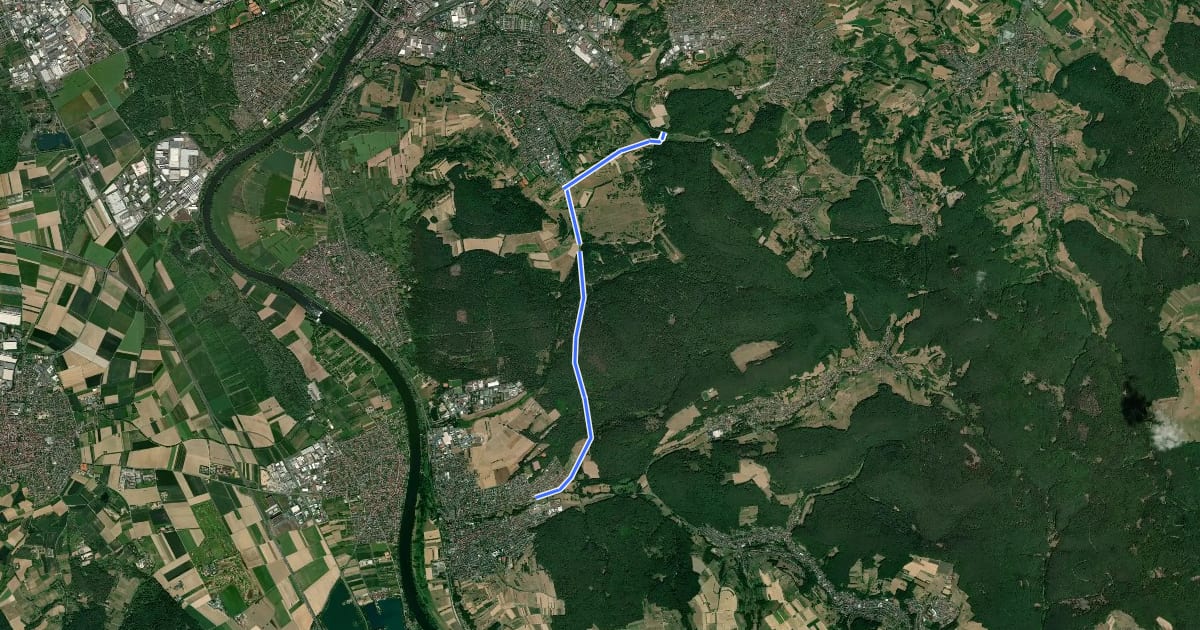 Маршрут Radweg Sulzbach - Schweinheim на спутниковом снимке