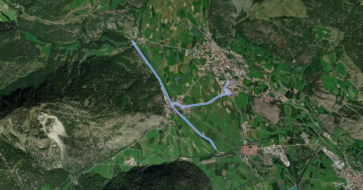 Маршрут Radweg Vinschgau на спутниковом снимке