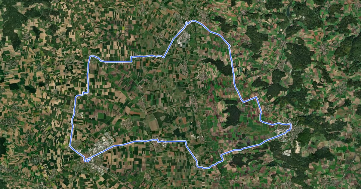 Маршрут Radweg von Krater zu Krater Ost на спутниковом снимке