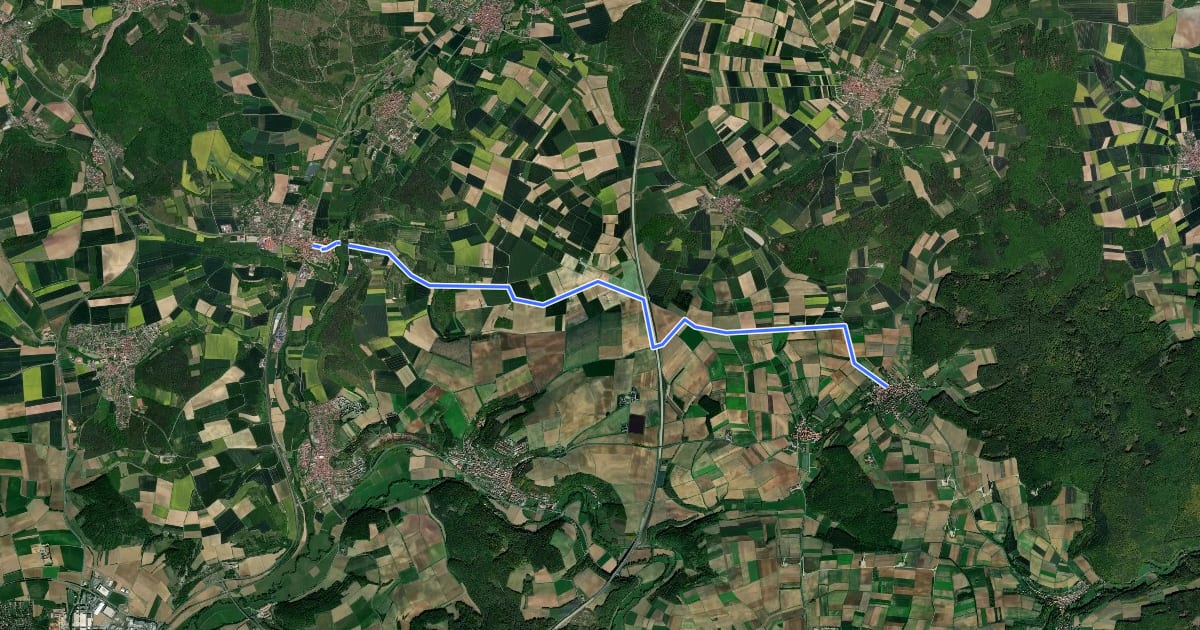 Маршрут Radweg Wargolshausen - Unsleben на спутниковом снимке