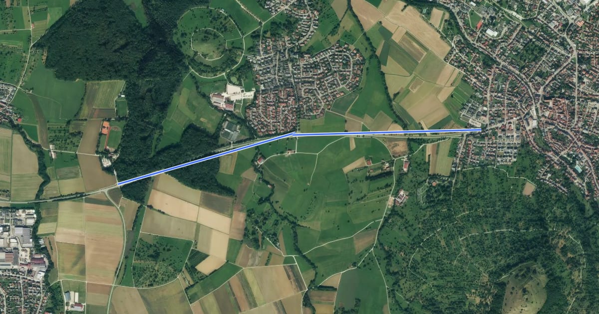 Маршрут Radweg Weilheim Nabern на спутниковом снимке