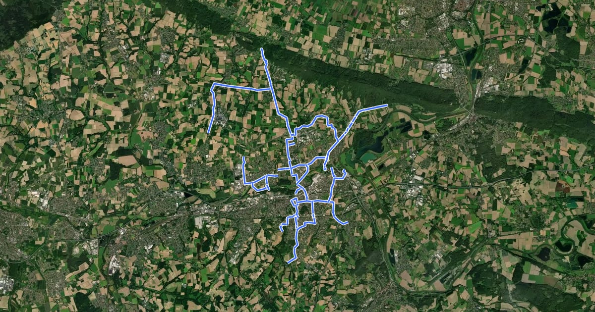 Маршрут Radwegenetz Bad Oeynhausen на спутниковом снимке