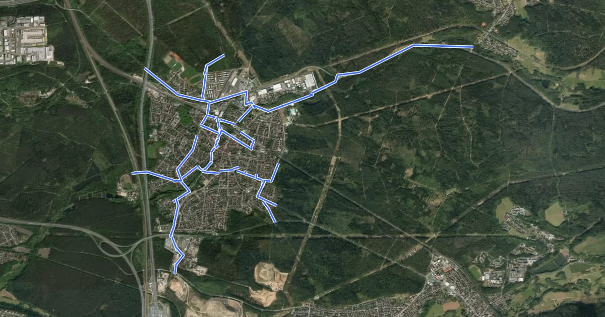 Маршрут Radwegenetz Feucht на спутниковом снимке