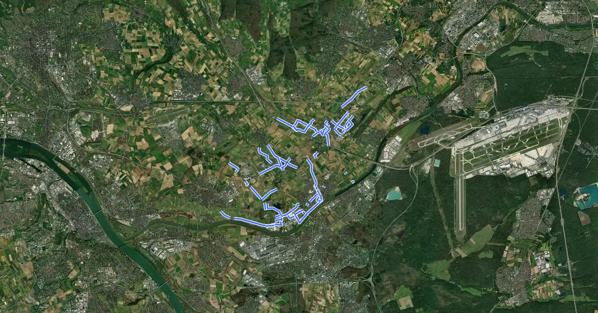 Маршрут Radwegenetz Flörsheim на спутниковом снимке