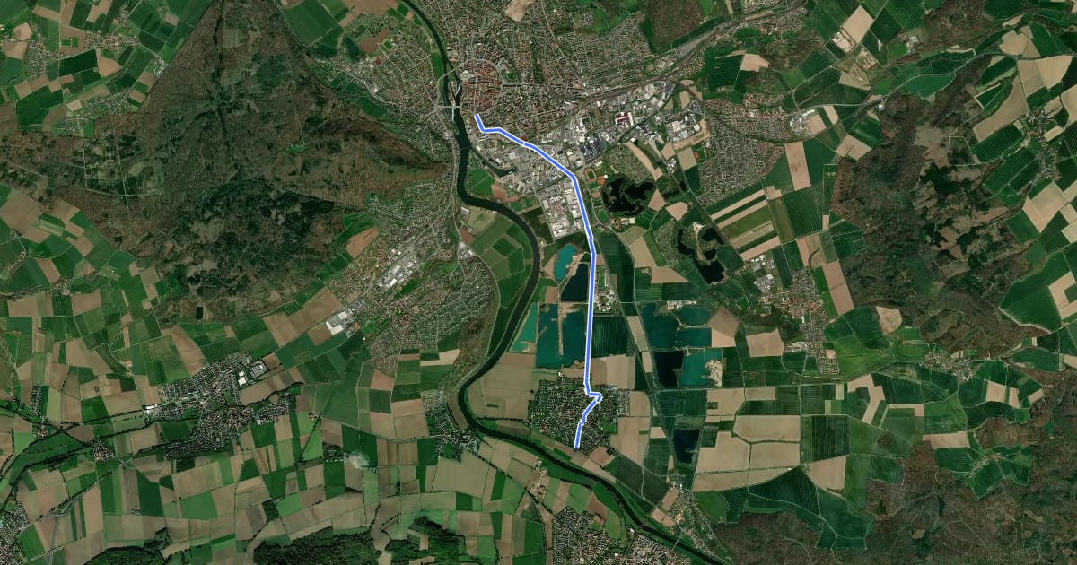 Маршрут [Radwegenetz Hameln]: Hameln - Tündern на спутниковом снимке