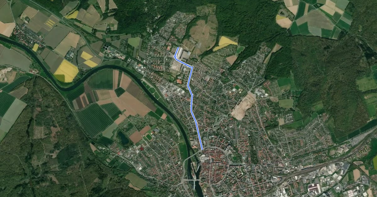 Маршрут [Radwegenetz Hameln]: Hameln Zentrum - Roter Berg на спутниковом снимке