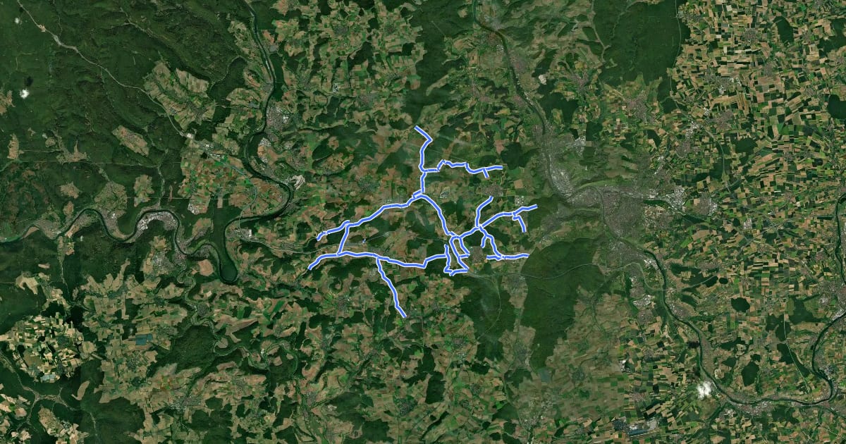 Маршрут Radwegenetz Landkreis Würzburg West на спутниковом снимке