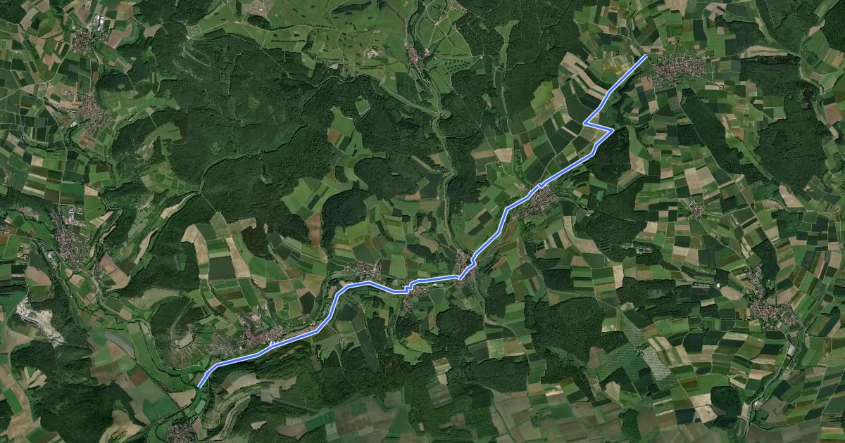 Маршрут Radwegnetz Main-Spessart на спутниковом снимке